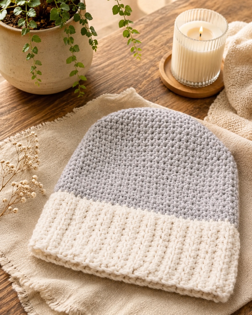 Dual-Tone Ribbed Beanie