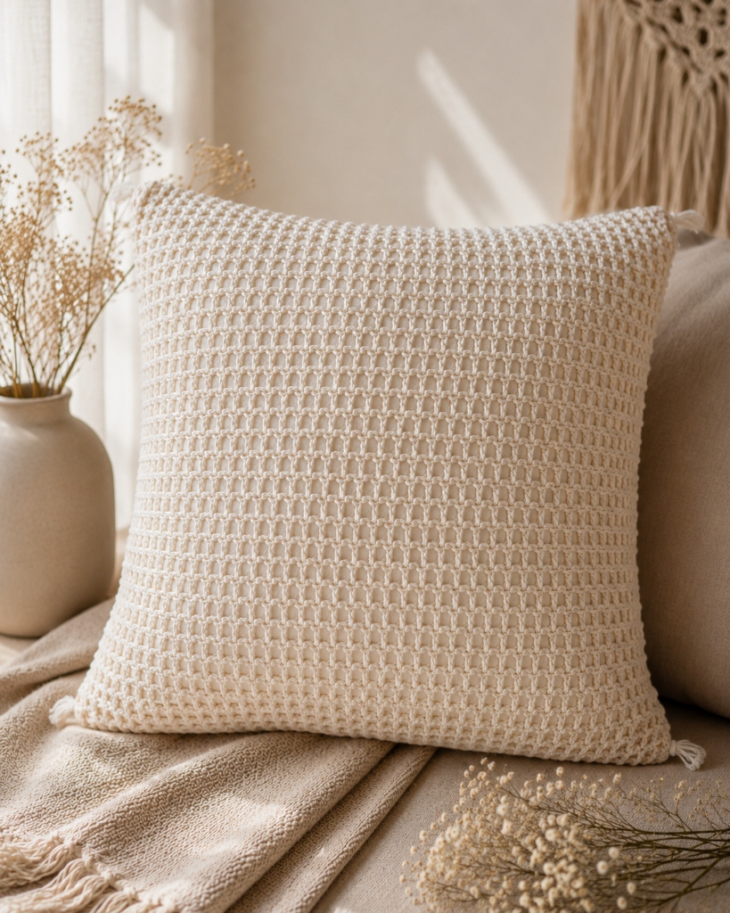 Macramé Weave Crochet Pillow Cover